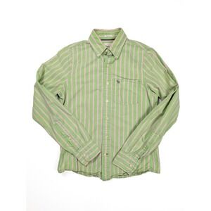 Abercrombie Fitch Y2K Muscle Fit Green Pink Striped Button L/S Shirt Men's Small